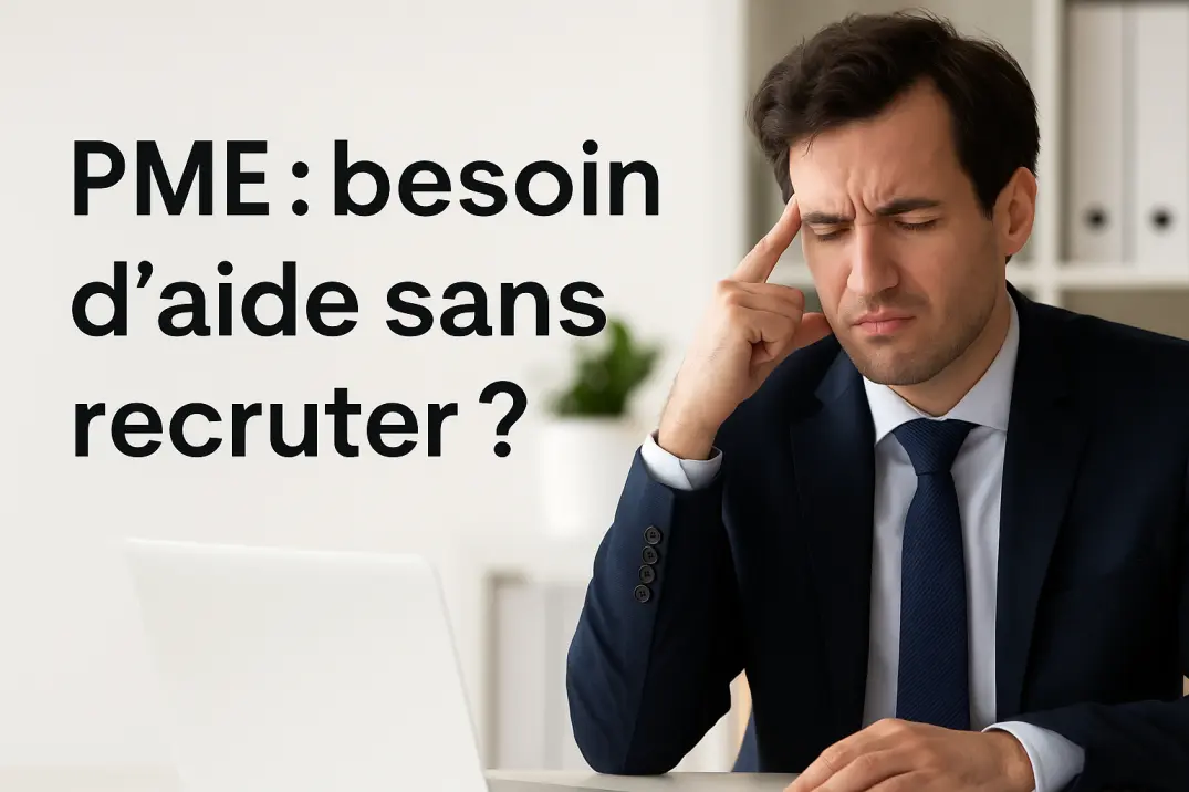 Dirigeant de PME pensif face à son bureau, symbolisant la surcharge de travail sans assistante
